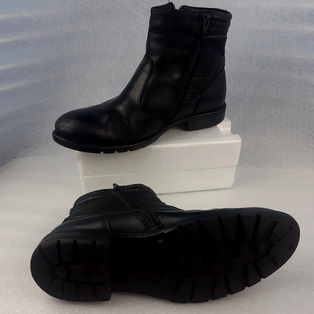 Winter boot, 100%Leather Faux fur Weatherproof Zip boot men41/9us/8uk=wmn10us